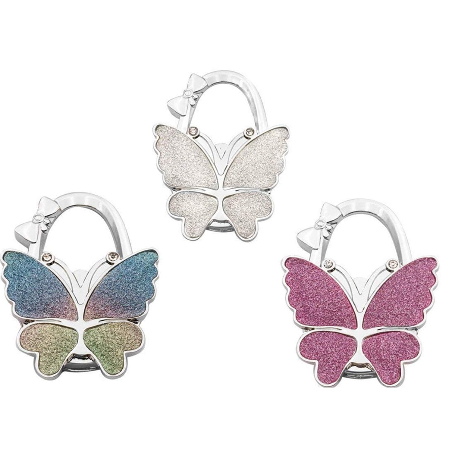 3Pack Butterfly Purse Handbag Hook Folding Hanger Women Gift Foldable Shoulder Handbag Backpack Purse Hangers Table Chair Holder Hook