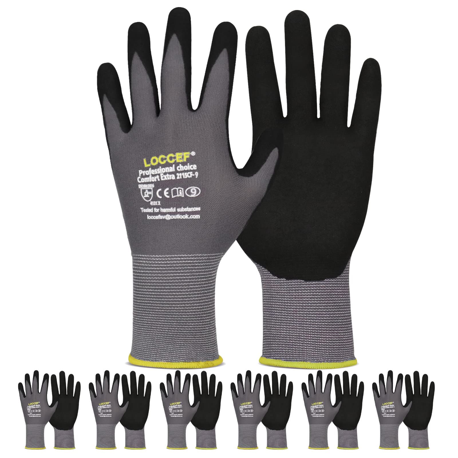 - Work Gloves MicroFoam Nitrile Coated-6 Pairs,Seamless Knit Nylon Gloves,Gray Work gloves