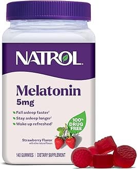 5mg Melatonin Gummies, Sleep Support for Adults, Melatonin Supplements for Sleeping, 140 Strawberry-Flavored Gummies, 70 Day Supply