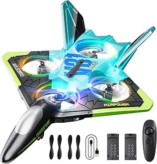 V31 Foam RC Planes Remote Control Airplanes for Kids Adults 8-16, Remote Control Planes Fighter Jet with Light, 360° Flip Fighter Jet Toy, Gravity Sensing, Stunt Roll, Gifts for Kids Boys