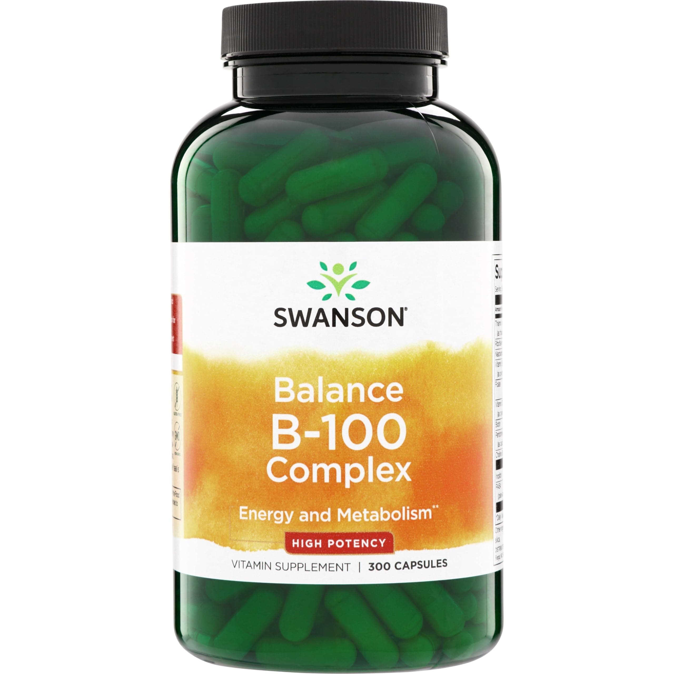Swanson Balance B-50 High-Potency B Vitamin Complex for Busy Adults Seeking Immune, Heart, and Nervous System Support (300 Capsules)
