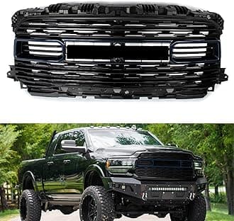 Patriot Blue Pearl & Black Front Bumper Upper Grille Compatible with 2020-2024 RAM 2500 3500 4500 Horizontal Billet Style w/Camera Hole Replace for 68516019AA