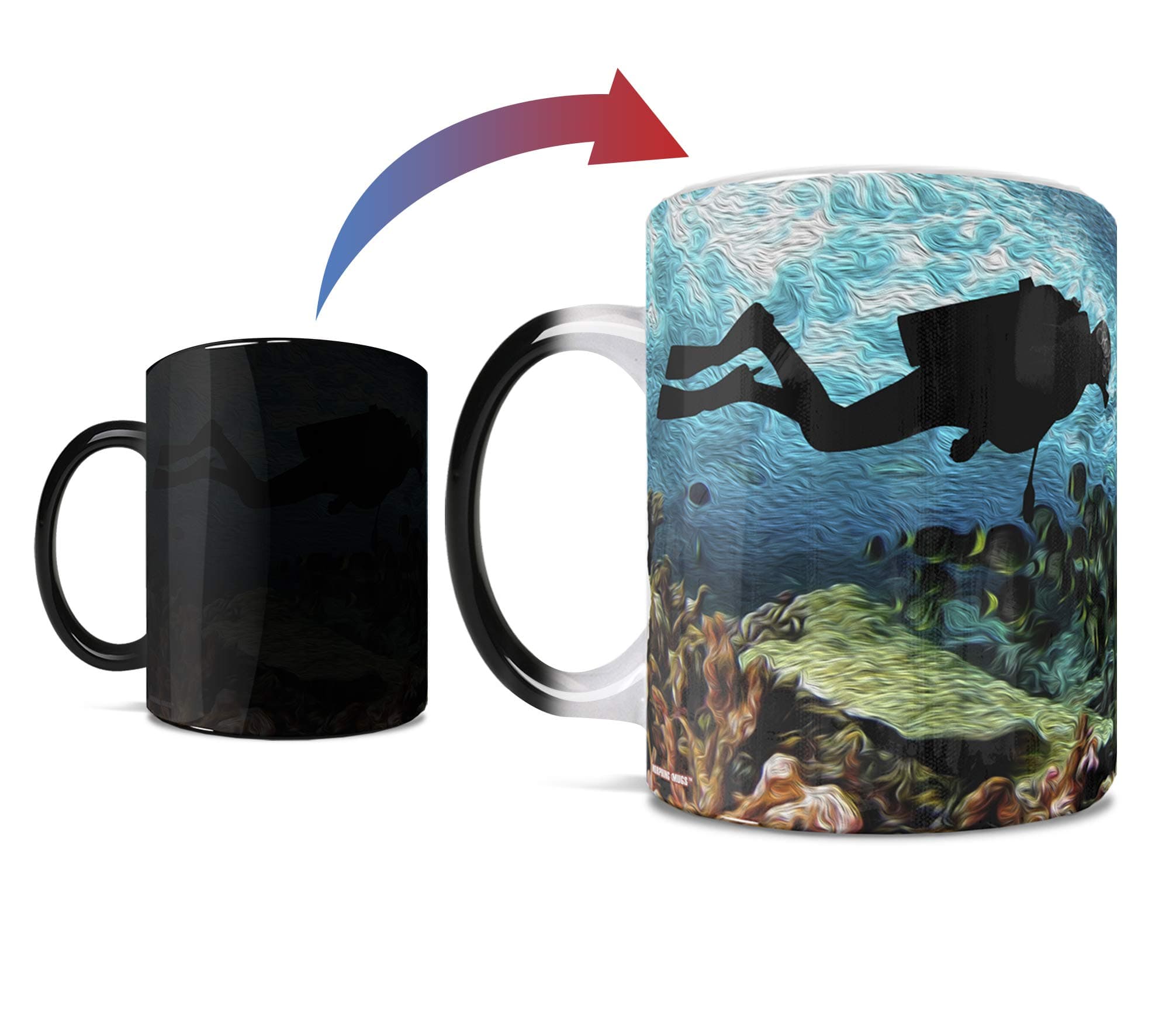 Morphing Mugs Ocean Mug - Scuba Dive Coral Reef - One 11 oz Color Changing Heat Sensitive Ceramic Mug – Image Revealed When HOT Liquid Is Added!