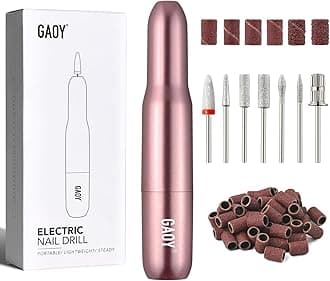GAOY Electric Nail Drill for Acrylic and Gel, USB Electric Nail File, Portable Efile with Drill Bits, Manicure Pedicure Tools for Home Salon, Pink