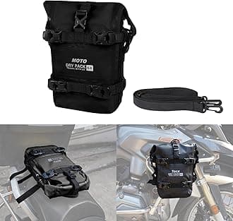 Motorcycle Tail Bag Front Bumper Bag, 8L Roll-top Waterproof Motor Saddle Panniers Luggage Bags for Motorcy-Black