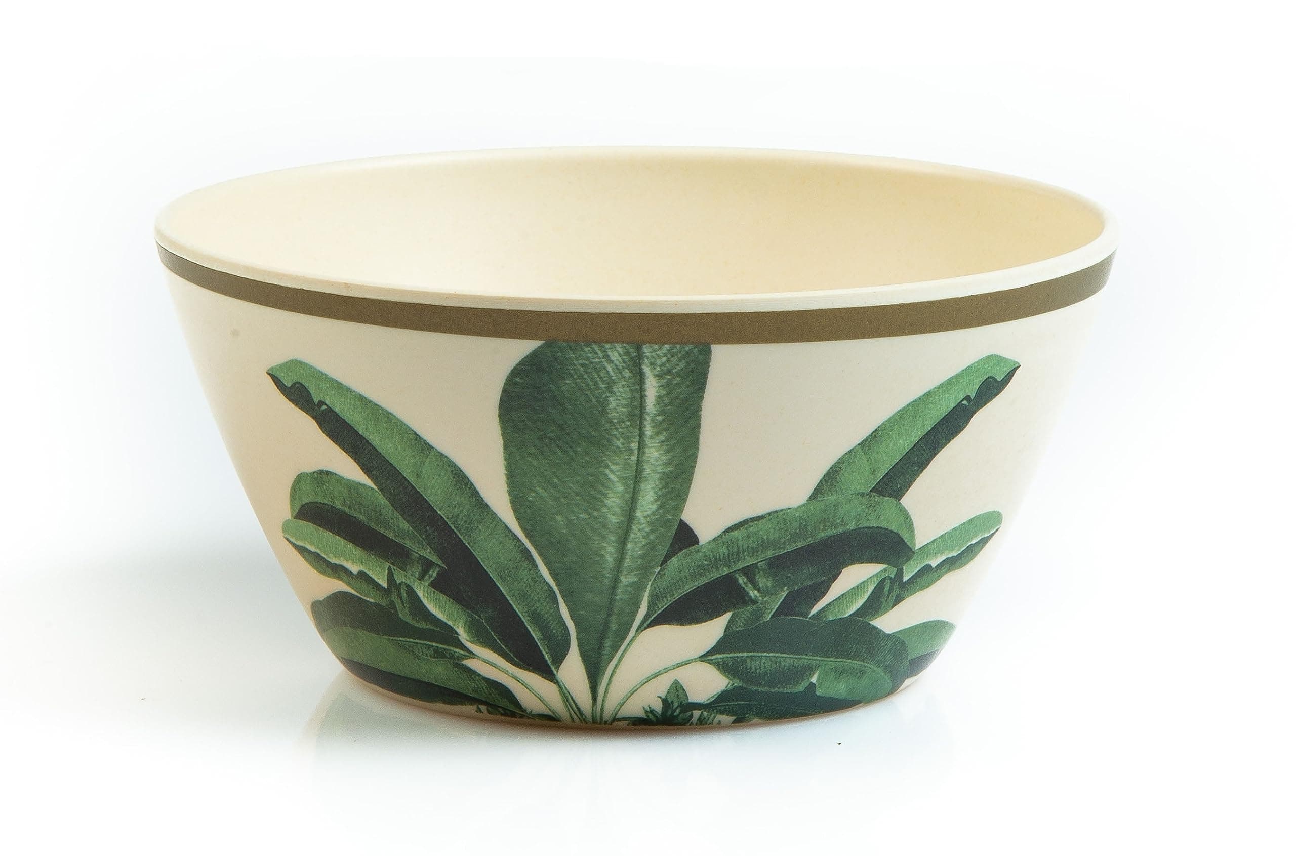 TRULY ECO SMART LIVING RETAIL Bamboo Bowl Set | Non Toxic Reusable Dishwasher Safe Dinner Set, Eco Friendly Biodegradable Crockery Set for Dining | Green Leaves Large Bowl 680ml