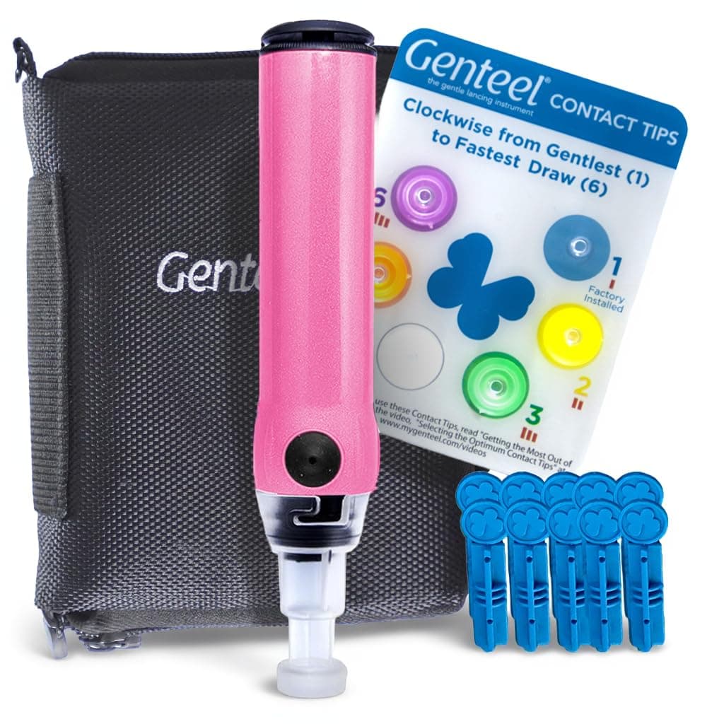 Genteel Plus - Painless Blood Glucose & Ketone Testing Lancing Device (Princess Pink)