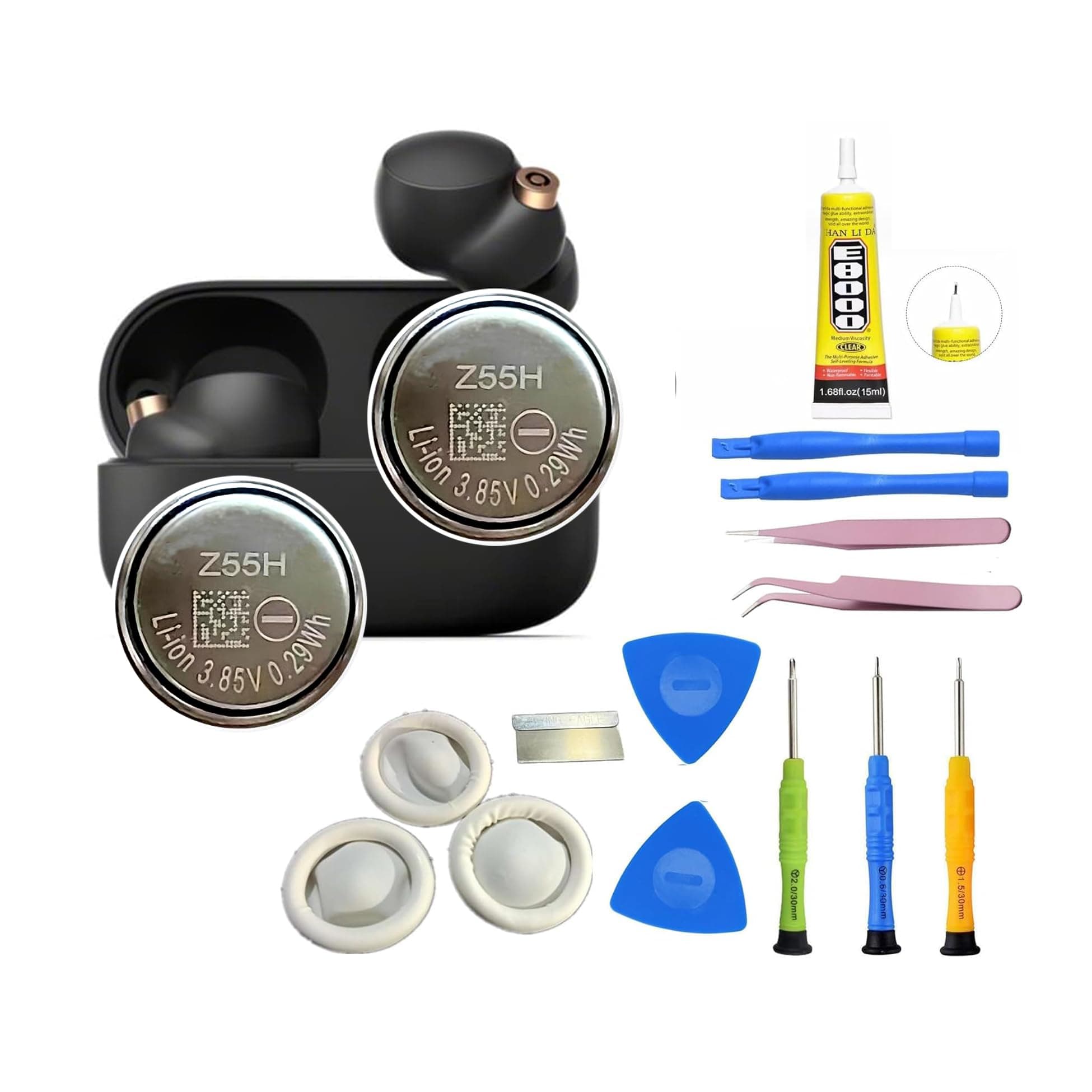 [2PCS 𝟮𝟬𝟮𝟓 𝗡𝗲𝘄 𝗨𝗽𝗴𝗿𝗮𝗱𝗲𝘀 Z55H Battery, Compatible with Sony Headset Battery for WF-1000XM4 WF-1000XM3• Truly Wireless Earbud Headphones + Tools