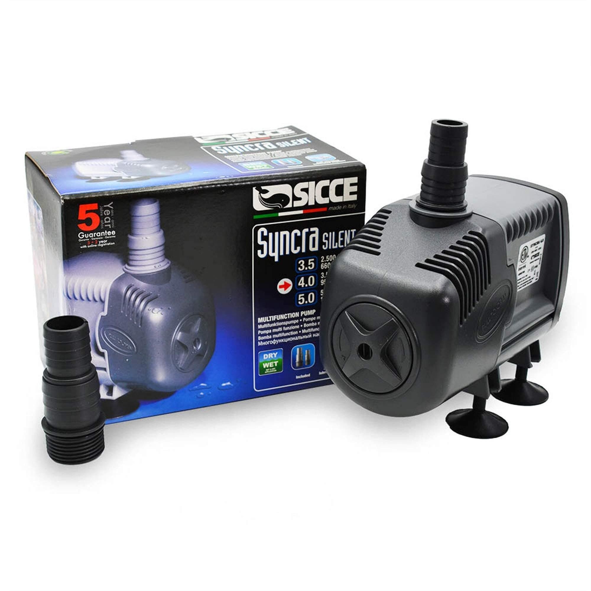 SICCE Syncra Silent 4.0 Multifunction 951 GPH Submersible Water Pump | Italian Made 85W Ultra Quiet Durable Aquarium Fish Tank, Fountain, Pond, Hydroponics, Terrarium Black | Freshwater & Saltwater