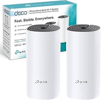 TP-Link Deco M4(2-pack) AC1200Mbps Whole Home Mesh WiFi System, Seamless & Speedy WiFi Extender Booster, Up to 2800 ft² Coverage, Work with Amazon Alexa, Router and Internet Booster Replacement