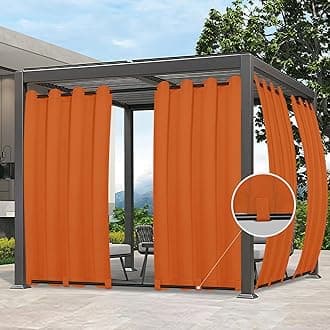 Easy-Going Outdoor Curtains Waterproof Windproof Weatherproof Curtain for Patio, Cabana, Porch, Pergola and Gazebo, Grommet Top and Tab Bottom Drape, 1panel, 54x108 inch, Orange