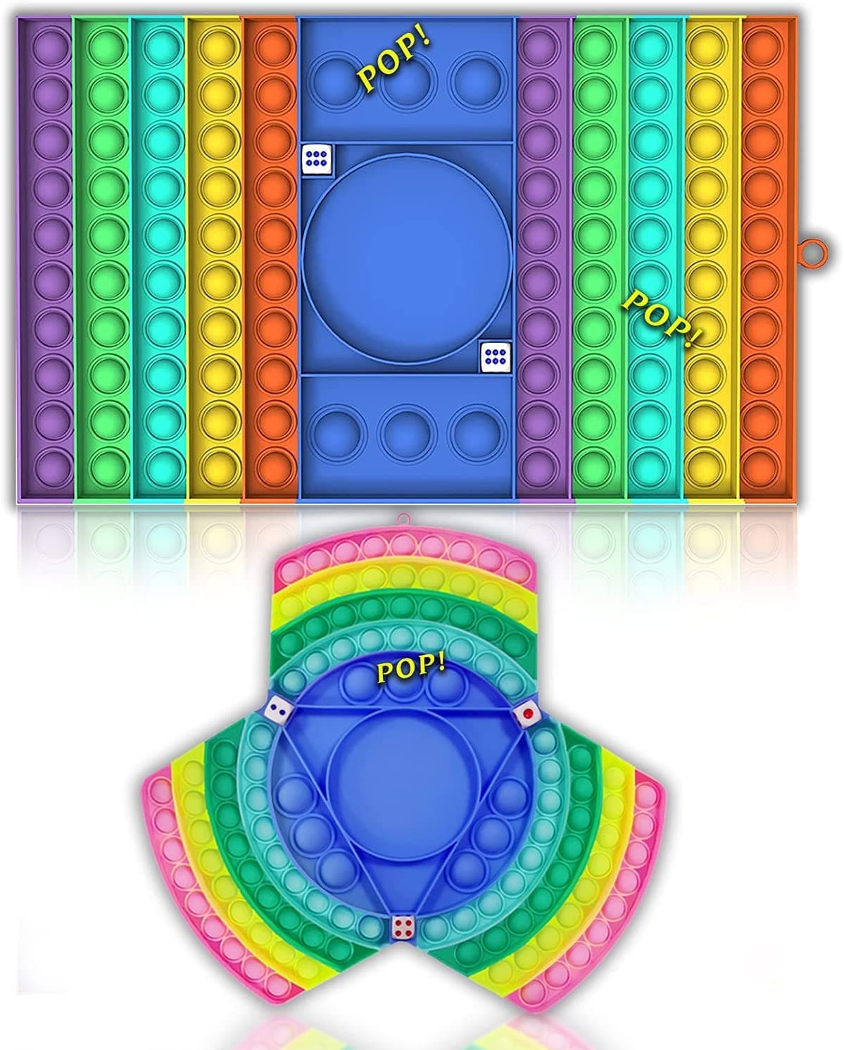 JUBLYN Combo Offer Pop Rainbow Chess Board Popper Fidget Sensory Toys for Parent-Child Time, Stress Relief Toy with 2 Players and 3 Players Bundle, Multicolor
