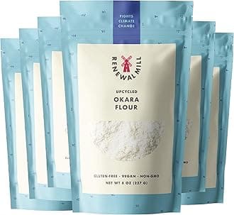 Renewal Mill Okara Flour 8 oz, Non-GMO, Organic, Gluten-Free, 20 g of Fiber, 7 g of Protein, 3 g net carbs I Upcycled Ingredient, Perfect for Gluten-Free Baking & Keto Baking