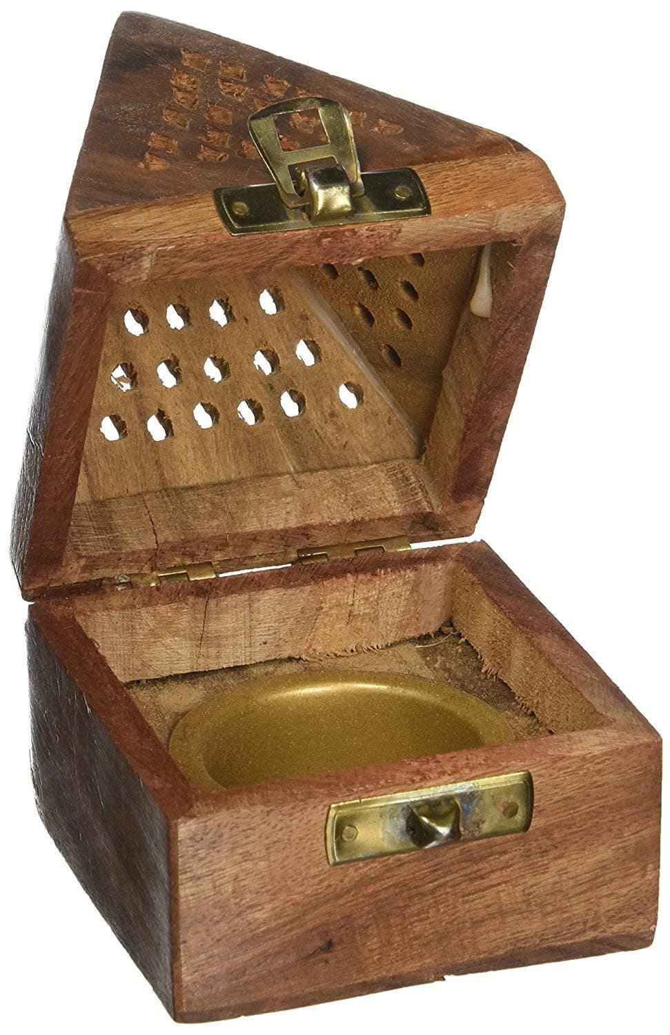 Wooden Classic Pyramid Style Burner, Dhoop Holder, with Base Square and top Cone Shap Doop Holder,Wooden Incense Burner Box,Valentine Day Gifts