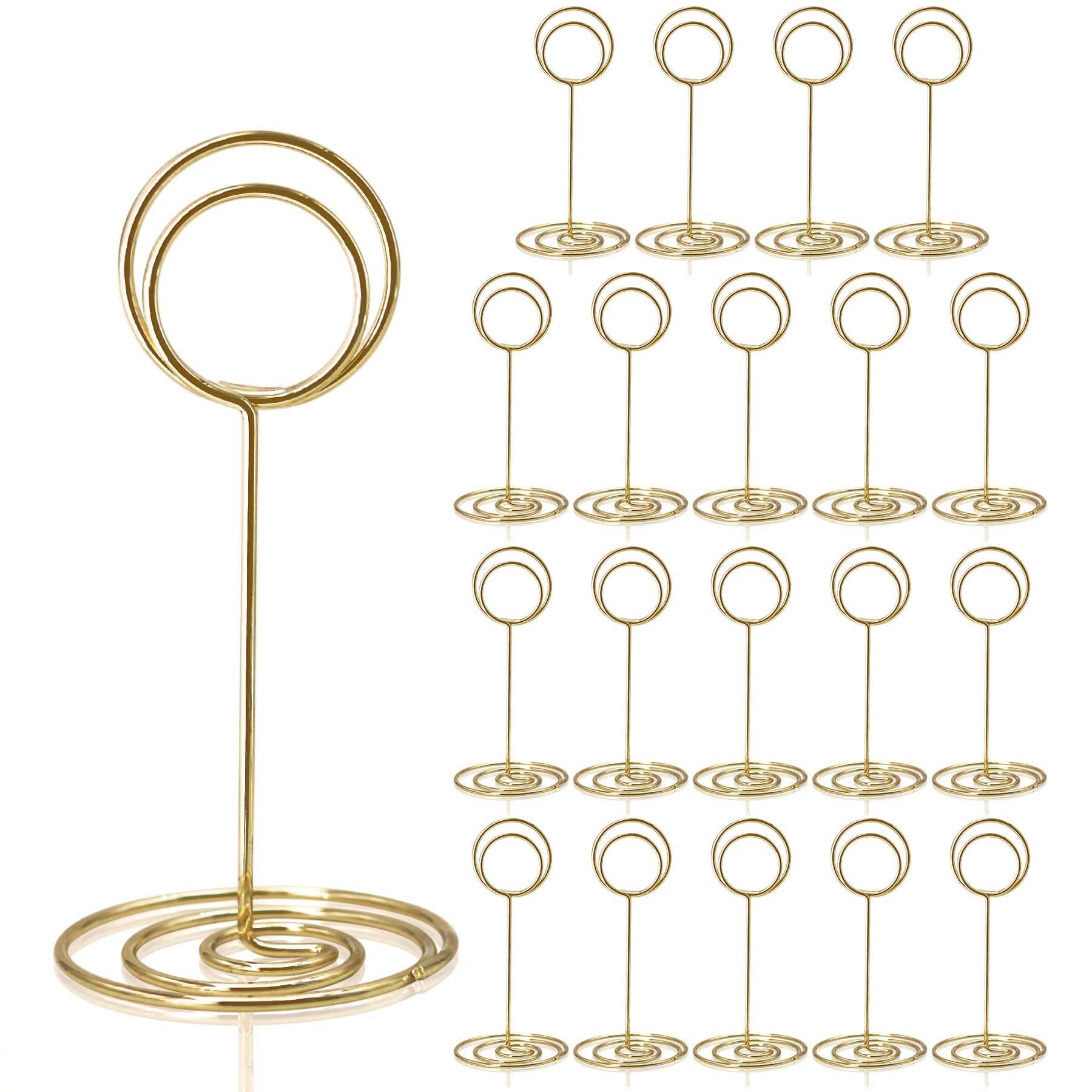 Table Number Holders 20Pcs - 3.35 Inch Place Card Holder Table Number Stands for Wedding Party Graduation Reception Restaurant Home Centerpiece Decorations Office Memo Picture Photo (Gold)