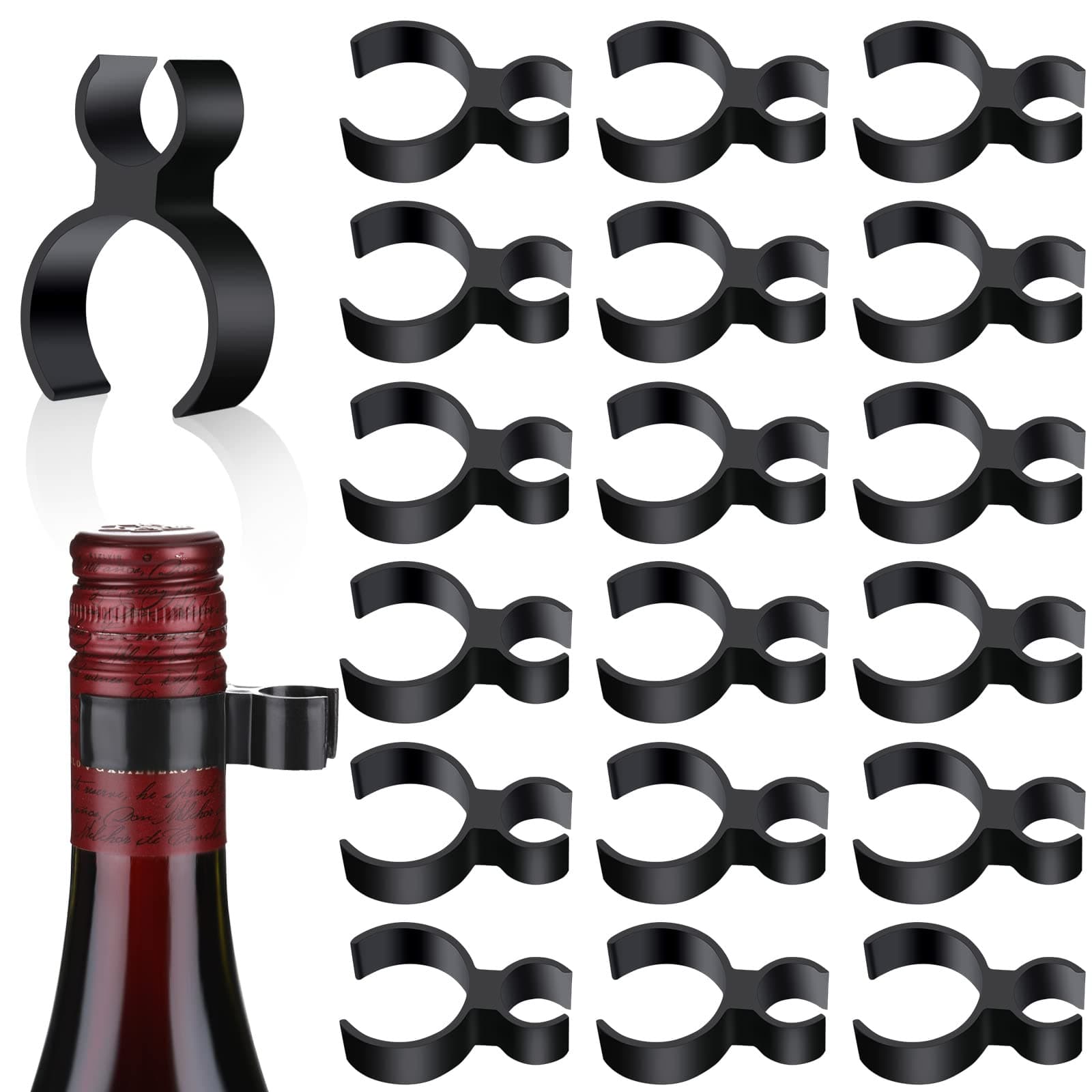 Champagne Bottle Glitter Single Holder Safety Clips Black Plastic Bottle Service Glitter Clips for Candle Christmas Parties Wedding Ceremony Anniversaries Home Kitchen (18)