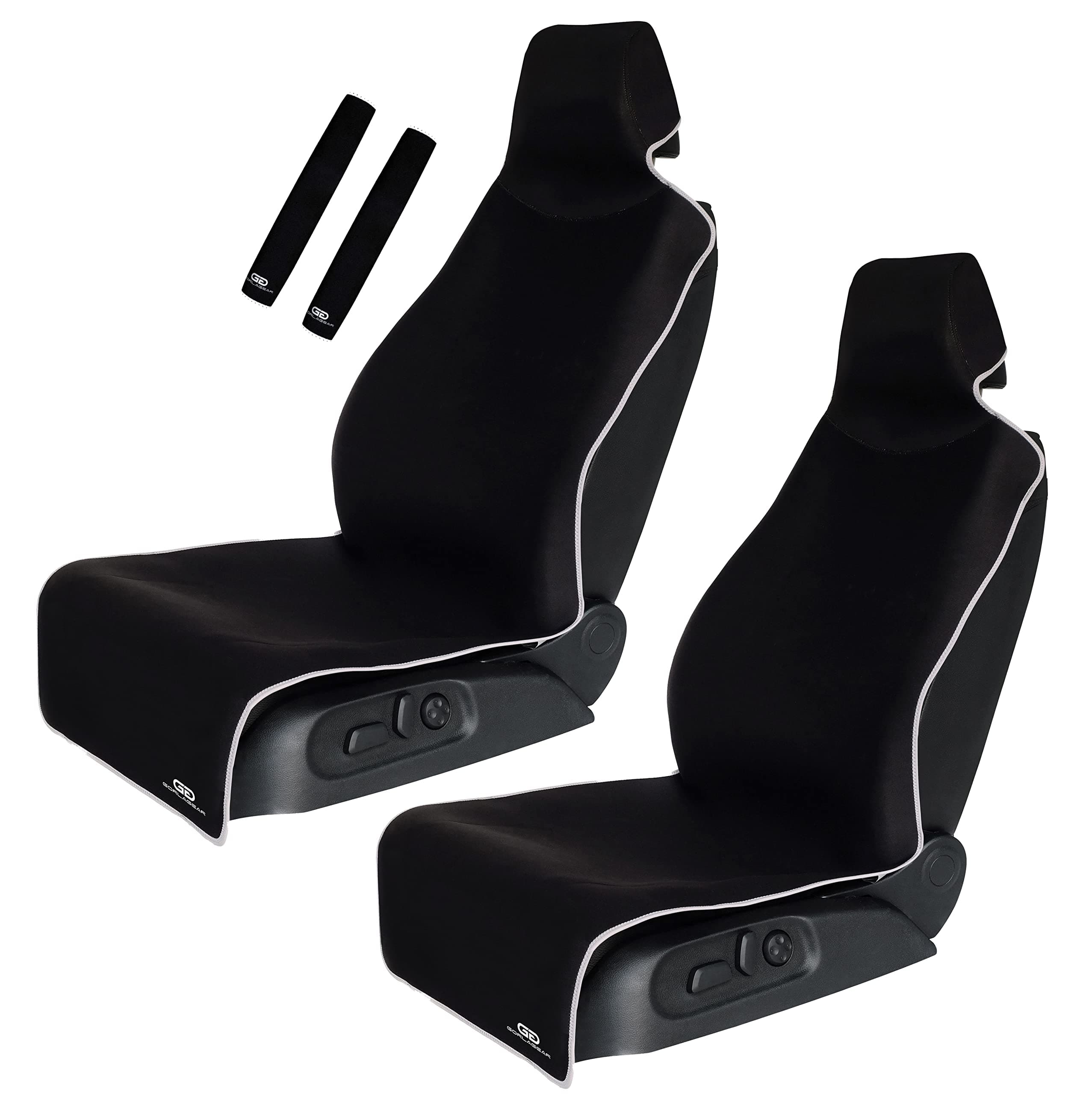 Gorla Gear 2 Pack Black Premium Universal Fit Waterproof Stain Resistant Car Seat Cover Neoprene Non-Slip Bucket Seat Dog Sweat Proof Protector Save Your Leather Cloth Seats Automotive Van Truck SUV