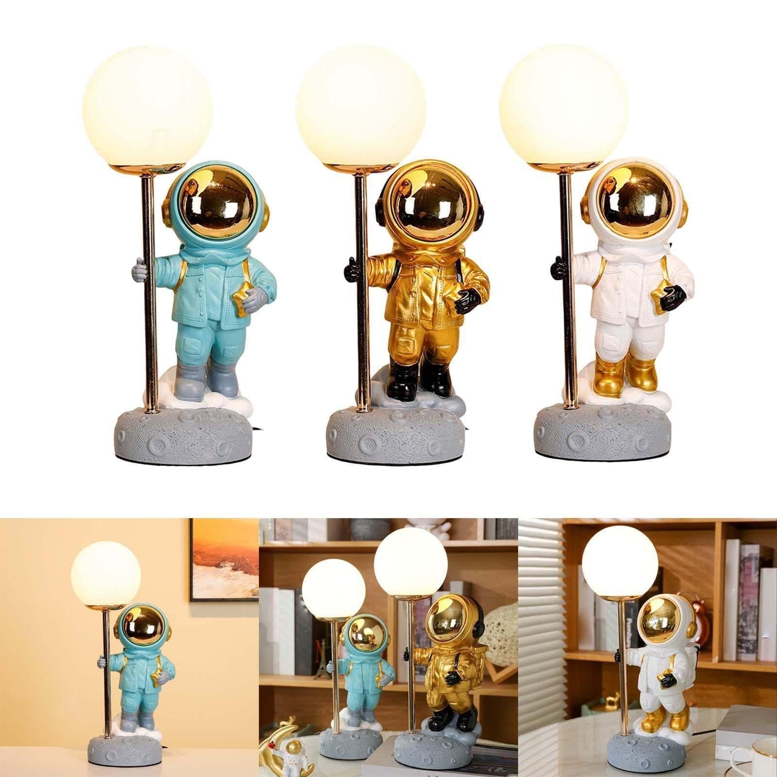 MANUFACTORY 3D Astronaut Moon Lamp LED Spaceman Bedside Night Light for Kids Desktop Decoration Lights Creative Ornaments for Bedroom, Gaming Room.Idea Great Gift for Children Boys Girls (White)