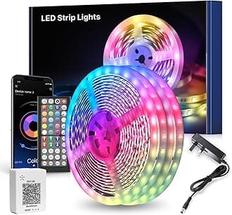 Mexllex LED Strip Lights 30m, Ultra-Long Lights Strip Music Sync Color Changing, Led Lights with App Control Remote, RGB Tape Light for Home Bedroom Party (2x15)