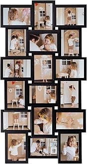 HELLO LAURA - Photos Collage Frame for Wall 18 Opening Picture Frames in 4x6 Inch Photo Frames Collage for Wall Decor for Family Friends Gifts for Home Living Room - Classic Black