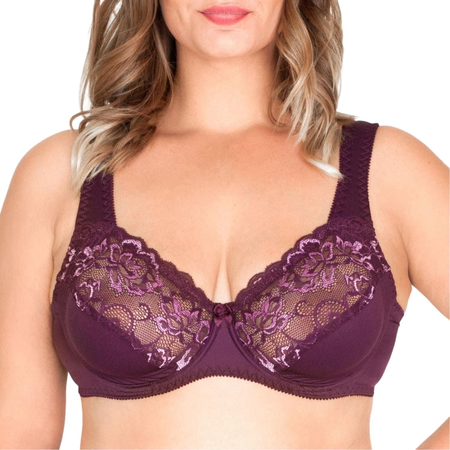 Wide Strap Bra Plus Size Full Coverage Underwire Support Panels 34 36 38 40 42 44 / C D E F G H I J