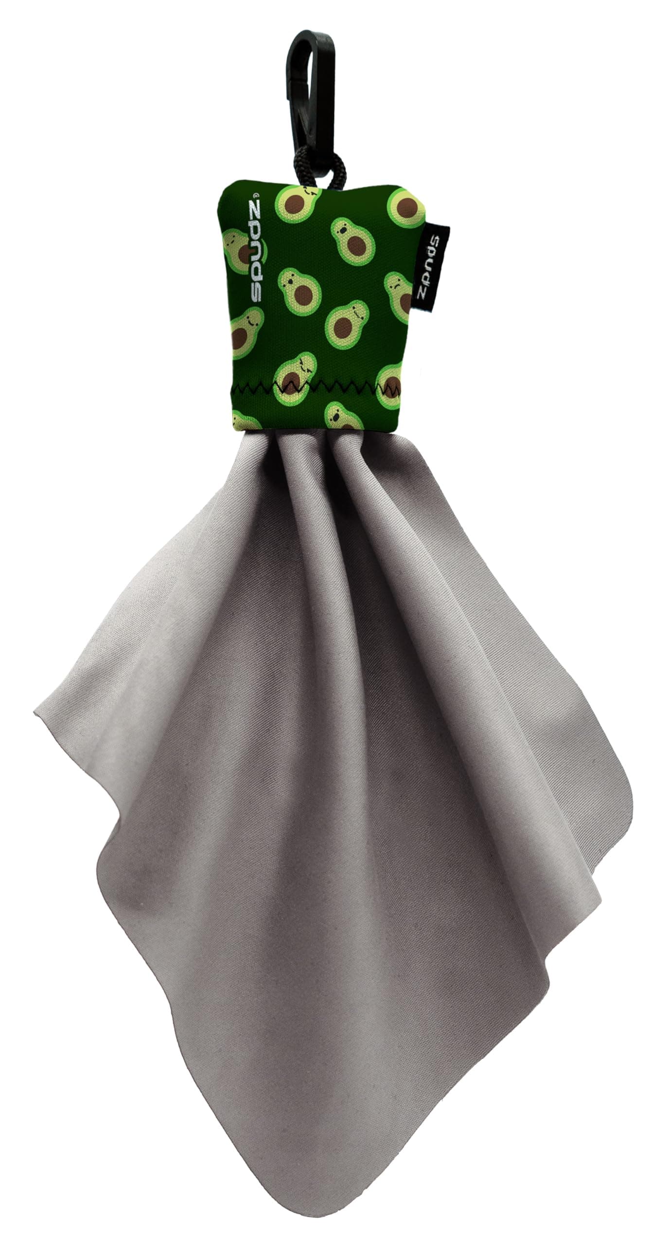 SPUDZ Classic Microfiber Lens Cleaner – Clip-On Pouch, Washable – for Binoculars, Scopes, Glasses, Screens | Avocado, 6 x 6 Inch