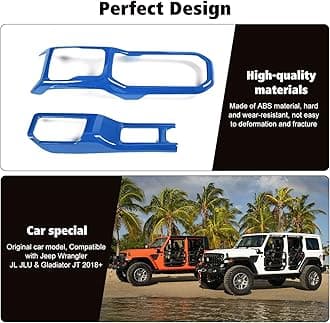 RT-TCZ Center Console Gear Shift Panel Trim Cover 4WD Four Wheel Drive Cup Holder Panel Trim Cover Decoration Interior Accessories for Jeep Wrangler JL JLU & Gladiator JT 2018-2024,Blue