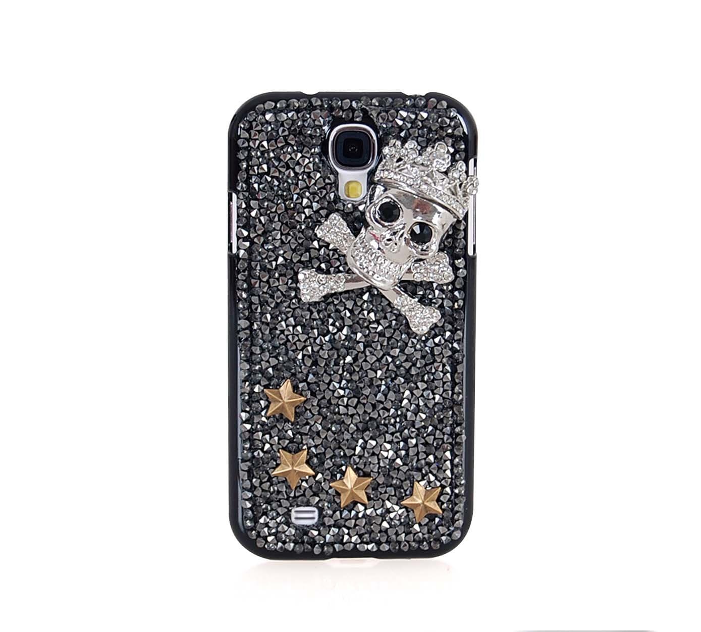 WINKBL Handmade SKULL Series 3D Shining Bling Crystal Diamond Case Cover for Samsung Galaxy S4 (Skull with Jewels and Golden Stars)