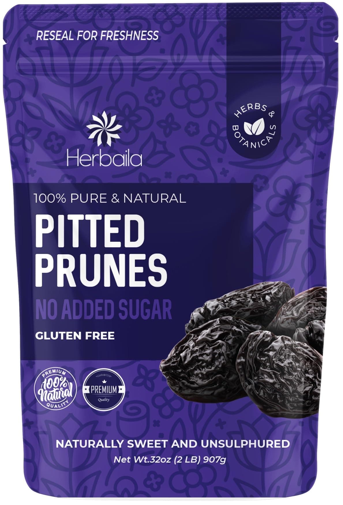 Prunes Pitted Unsweetened 2LBS, Dried Prunes for Constipation, Dried Plums Pitted Prunes, Naturally Sweet and Unsulphured, Dried Plums No Sugar Added, Dried Prunes Pitted Unsweetened 32oz