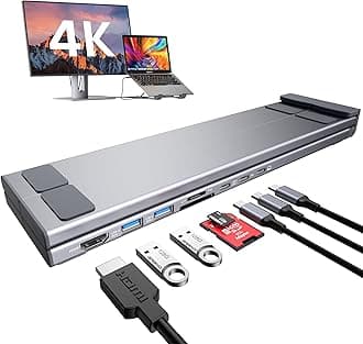USB C Laptop Docking Station Stand, Dock Tablet Stand, 8 in 1 USB C Hub with 4K HDMI, 2 USB 3.0, PD 100W, Universal Computer Holder Dock Station for MacBook Pro/Air/Dell/HP/Surface/Lenovo