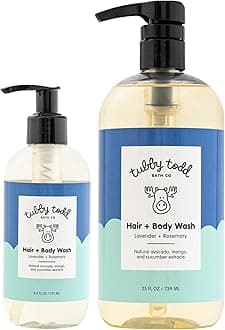 Hair + Body Wash - Baby Shampoo and Body Wash - Gentle, Natural Baby Was for Newborns, Babies, and Toddlers - Non-Toxic and Hypoallergenic - Lavender Rosemary, 2 Pack, 8.5oz & 25oz