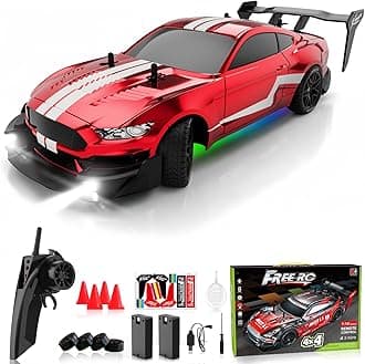 - Remote Control Car RC Drift Car 1:16 Scale 4WD RC Vehicle with LED Lights 2.4GHz 30km/h RTR High Speed Racing Sport Toy for Adults Boys Girls Kids Gift 2Pcs Rechargeable Battery
