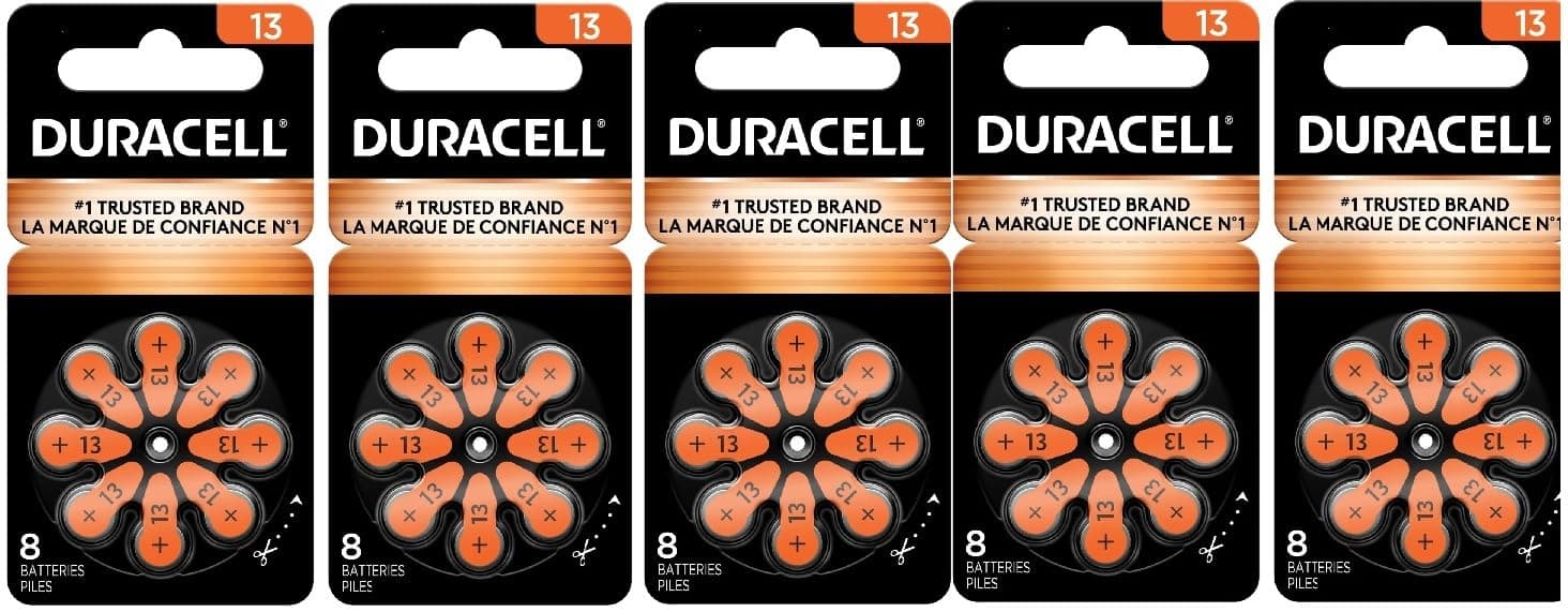40 Duracell Activair Hearing Aid Batteries Size: 13