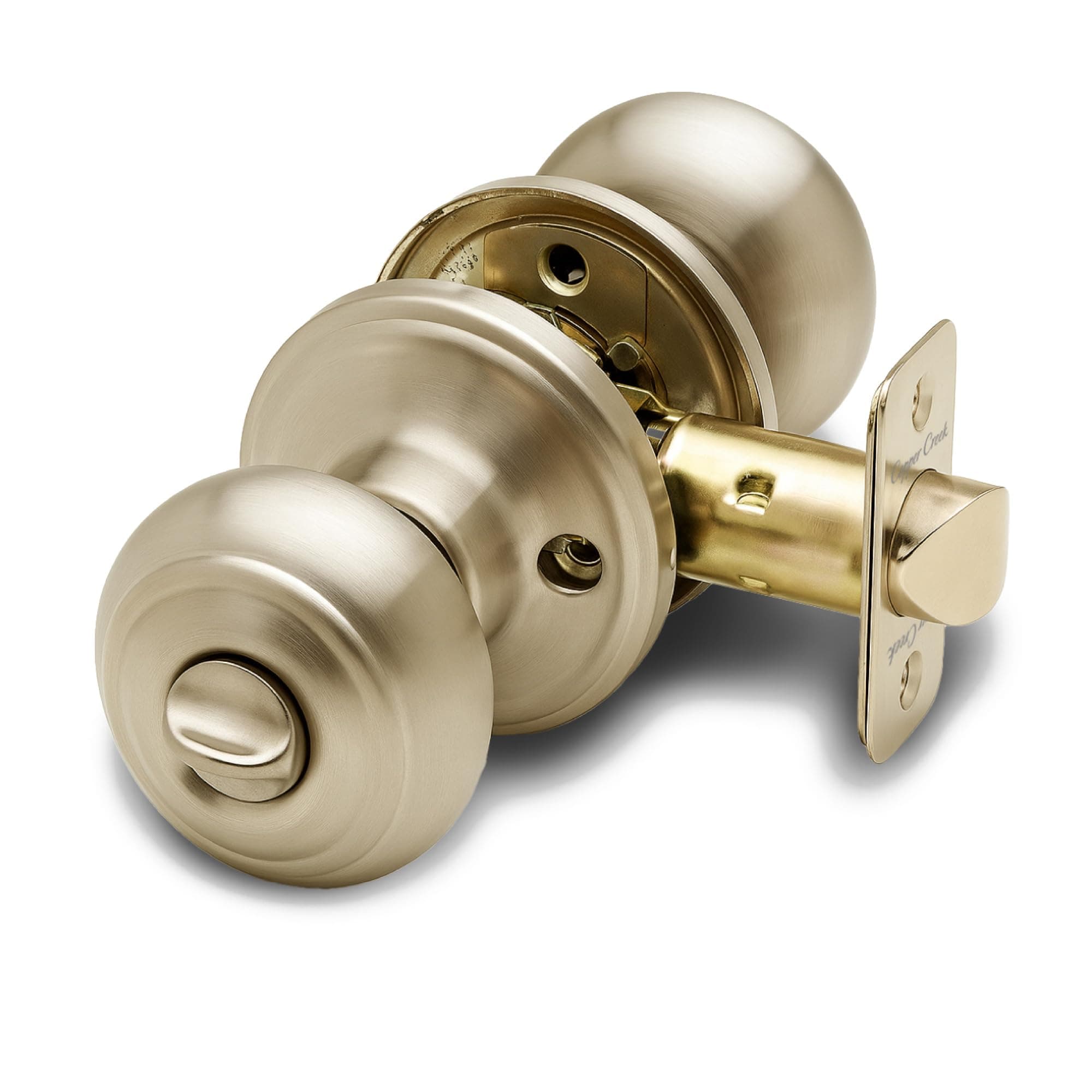Copper Creek CK2030PB Colonial Door Knob, Privacy Function, 1-Pack, Polished Brass