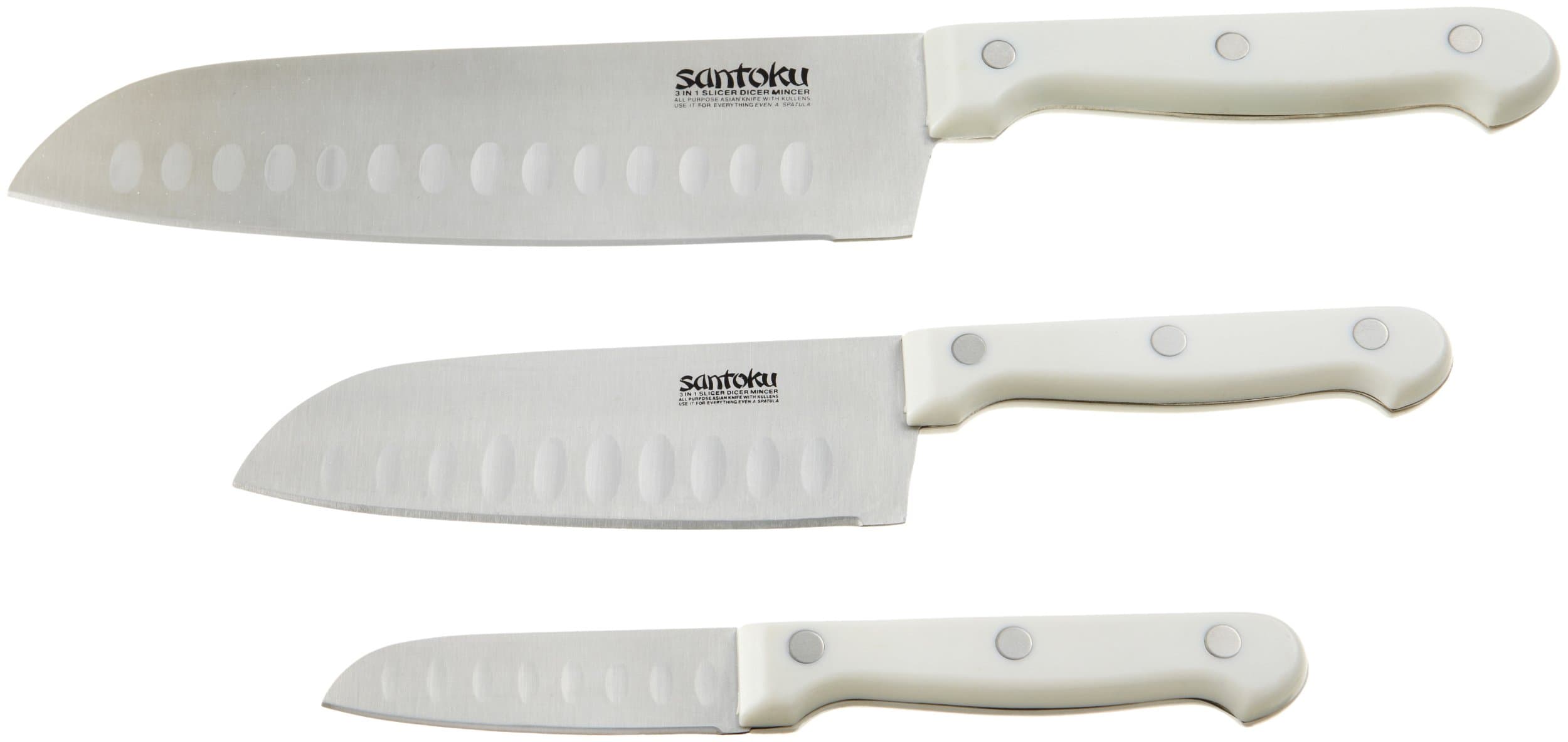 Masterchef Santoku Knives, Set of 3, White