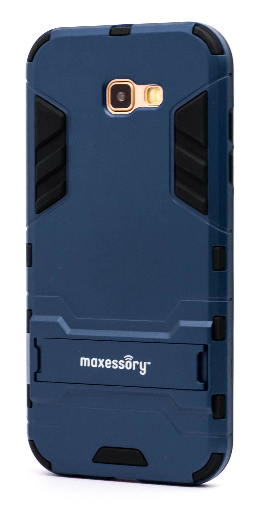 Galaxy A7 2017 Case, Maxessory Dark Blue Stealth Ultra-Slim Dual-Layer Shock-Proof Rugged Heavy-Duty Rubber Grip Rigid Hybrid Armor Shell Cover w/Kickstand