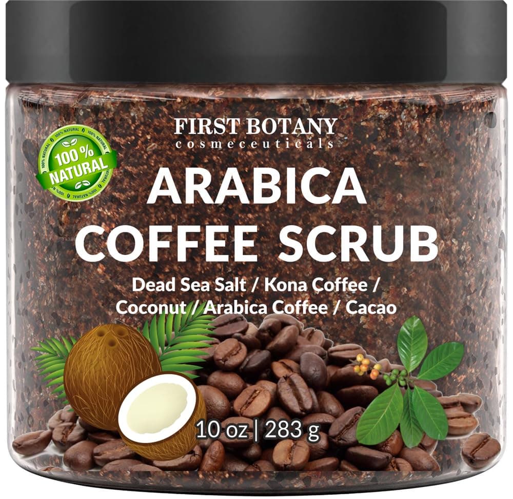 First Botany Natural Arabica Coffee Scrub With Organic Coffee, Coconut And Shea Butter, 12 Oz