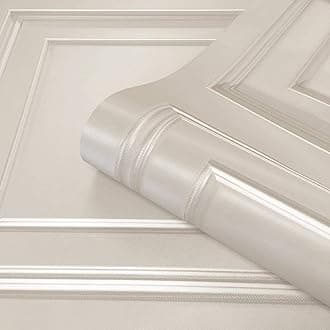 Cream Full Roll Amara Wood Panel Effect Wallpaper Textured Vinyl