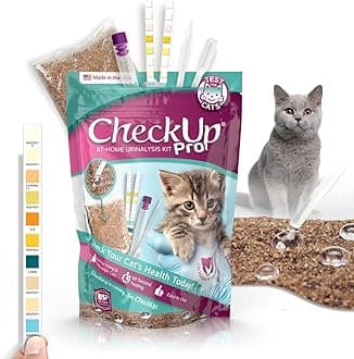 KIT4CAT CheckUp Pro at Home Cat Wellness Test for | Hydrophobic Litter to Collect Urine & 2, 10 Indicators Strips | pH, Protein, Urobilinogen, Glucose, Bilirubin, Ketone, S-Gravity, Blood in Urine