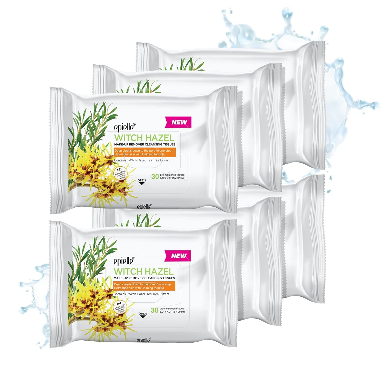 New Witch Hazel 30ct Makeup Cleansing Wipes Deep Cleans Pores & Refresh Skin with Calming Formula (6 packs)