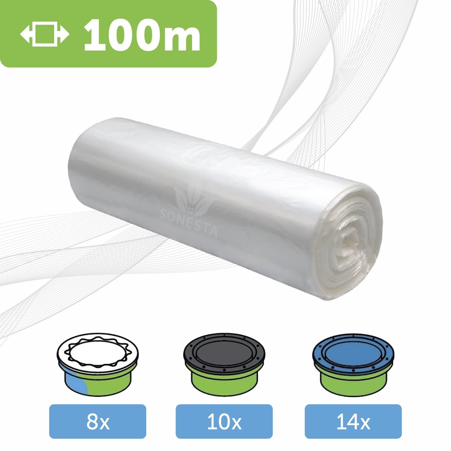 100 m Eco Refill Film Universal for Nappy Disposal Bin Compatible with Tommee Tippee TEC, Simplee, Twist & Click and Others | for Refill Cassettes | with Odour Barrier Easy to Use