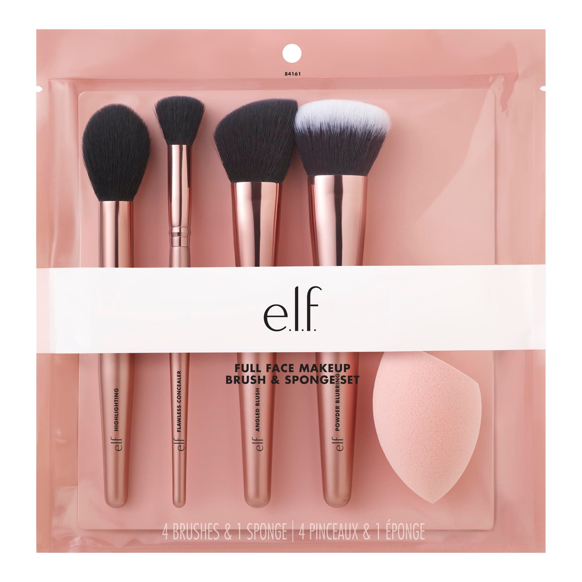Cosmetics Complexion Essentials Brush & Sponge Set, Concealer, Powder, Blush & Highlighter Brushes & Total Face Sponge For A Perfect Complexion