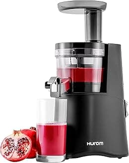 Hurom H-AA Cold Press Juicer Machine, Easy to Clean Masticating Slow Juicer, Coarse Strainer, Adjustable Lever, Minimal Juice Pulp, High Nutrient Extraction (Black)