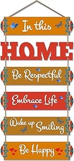 Artvibes In This Home Be Respectful Wooden Wall Hangings Decor | Quotes Decor Item | Home Quotes Wall Hanging | Modern Decoration Items | Wall Poster | Artworks Hangings | Gift Items (WH_6608N)