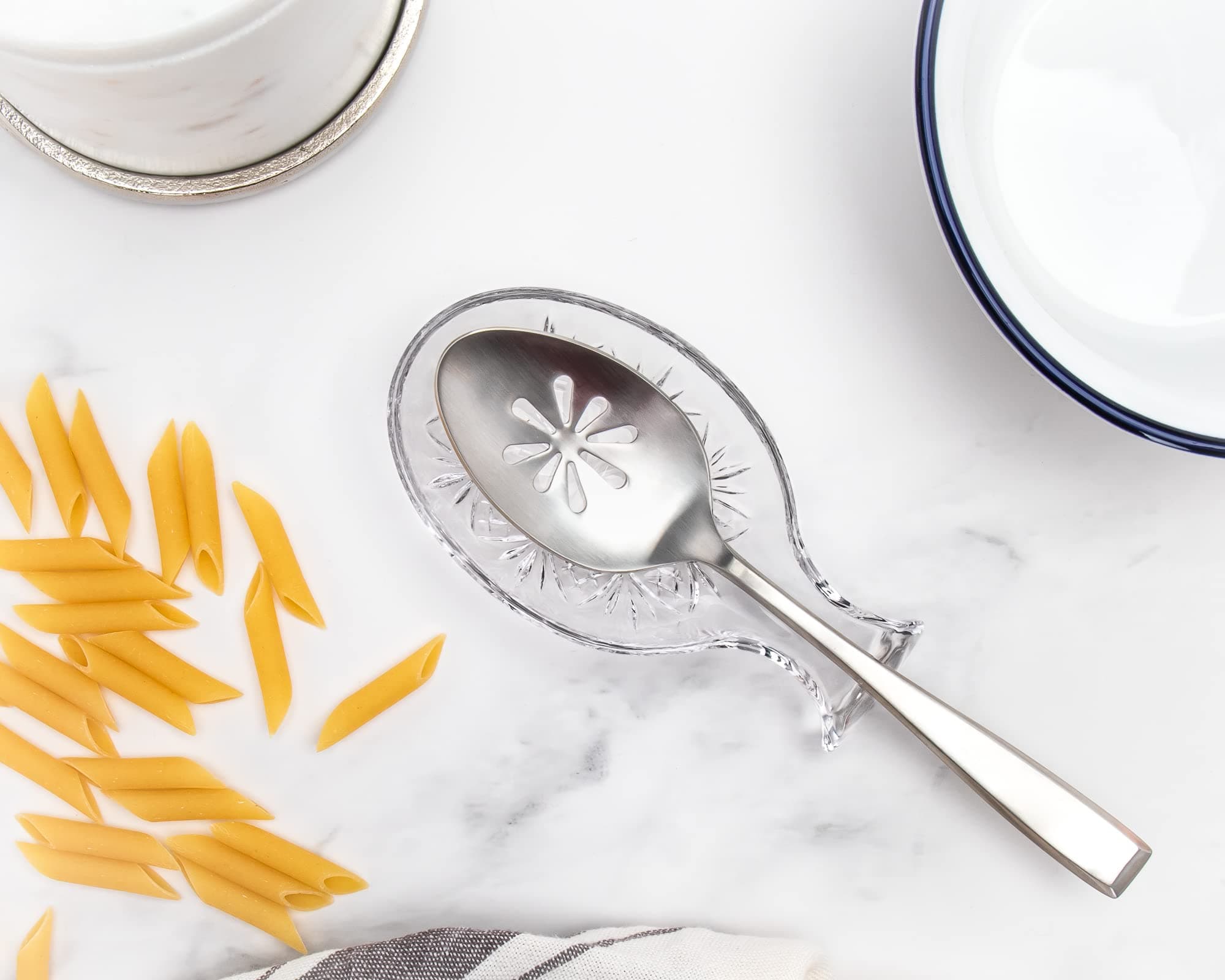 Spoon Rest for Kitchen, Crystal Glass Spoon Holder Rest - Dublin Collection - Set of 2