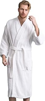 Men's Robe, Turkish, Cotton Loops Terry Kimono Spa Bathrobe