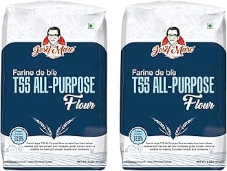 JOSEF MARC Farine De Ble T55 All Purpose Flour 2 LBS (907g) Unbleached & High Protein Flour, Type 0 Italian Flours, (Pack of 2)