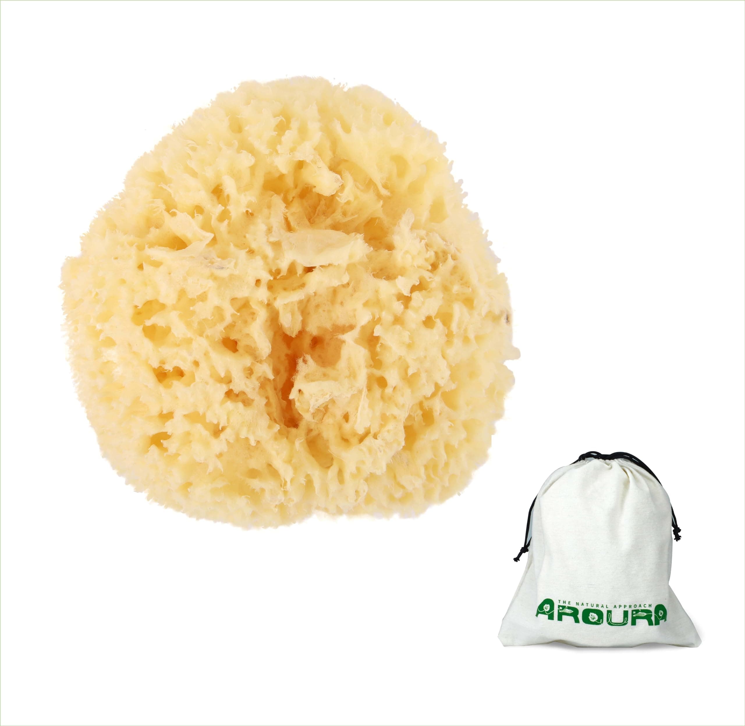 AROURA Natural Sea Wool Sponge | Shower & Bath Sponge | Natural Loofah | Sea Sponge for Body Care | Sea Sponge for Facial Cleansing & Body Washing | Natural Sponge size 2 - (8-9 CM)