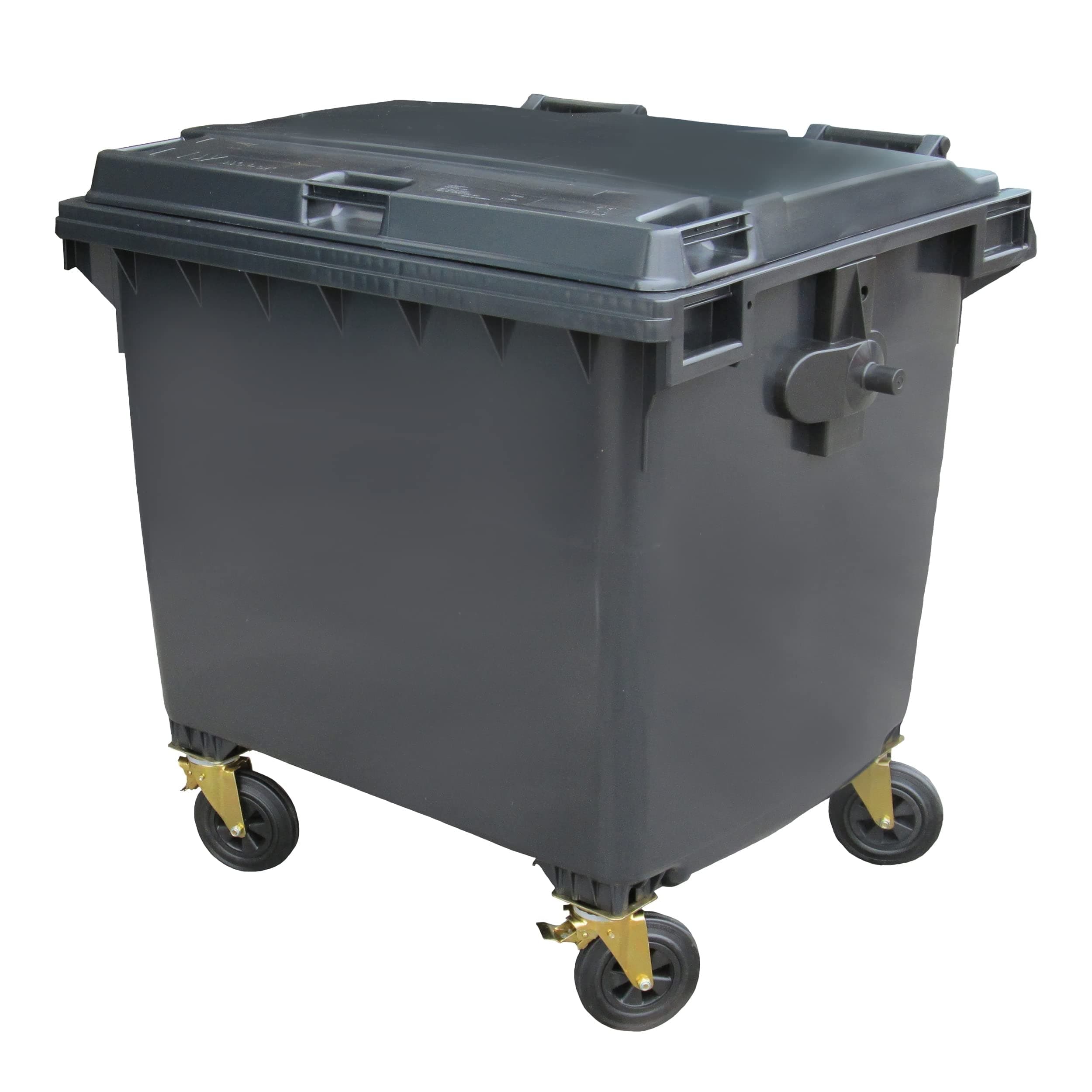 Grey 1100 ltr 4 Wheel Wheelie Bin - Large Size 4-Wheel Wheelie Bin - Tough & Durable - For All Your Outdoor Rubbish & Recycling - EN840 Certified & Tested