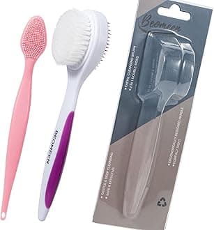 Silicone Face Scrubber Double Side, Beomeen Handheld Facial Cleansing Brush 2 in 1 Face Cleanser Brush for Deep Cleansing and Exfoliating, Blackhead Makeup Removal 2 Pcs